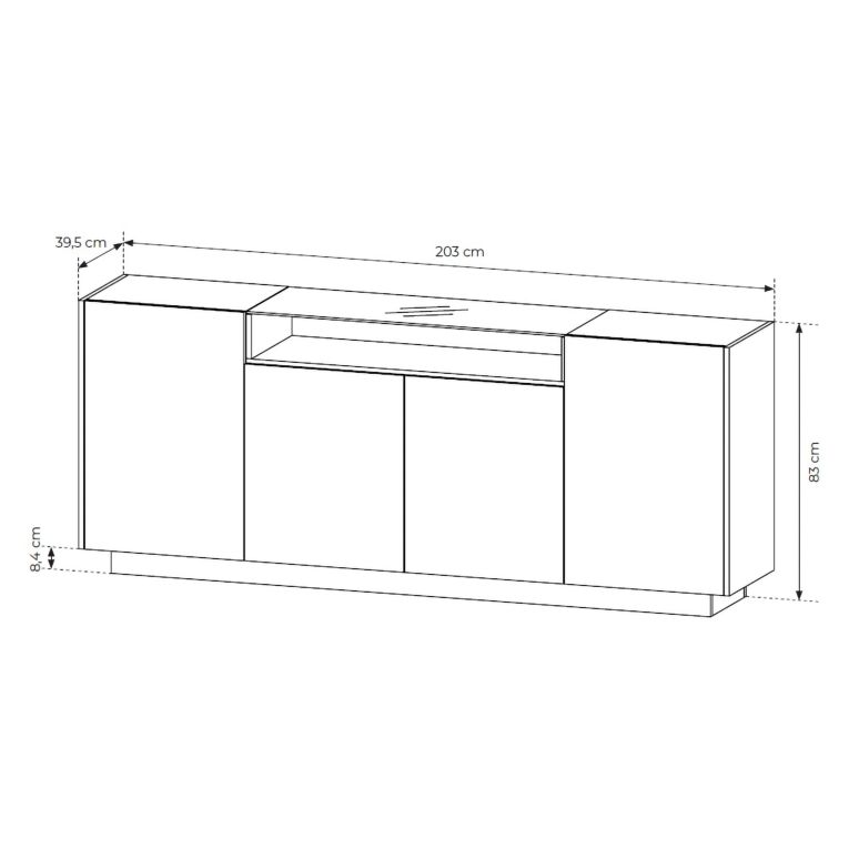 Credenza Beige Marrone Rovere 4 Ripiani Apertura Battente 103x40x83h cm, 4 Ante - Halefa