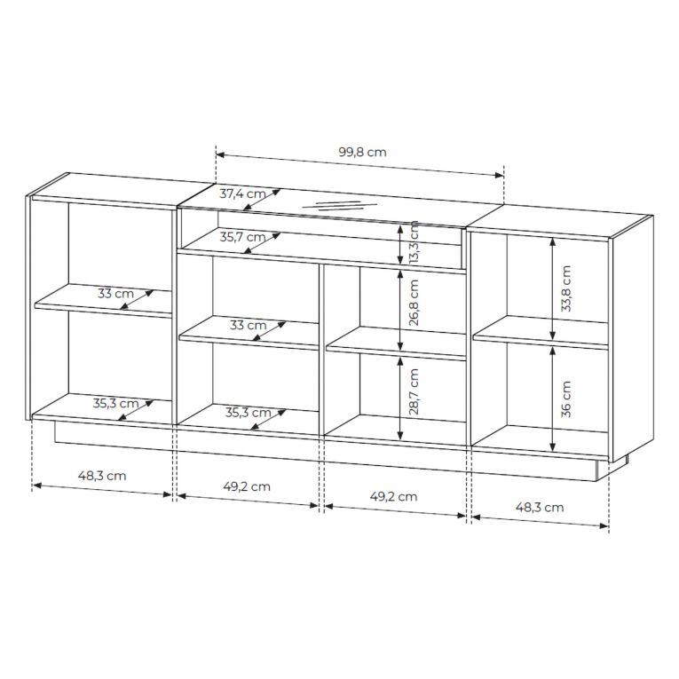 Credenza Beige Marrone Rovere 4 Ripiani Apertura Battente 103x40x83h cm, 4 Ante - Halefa