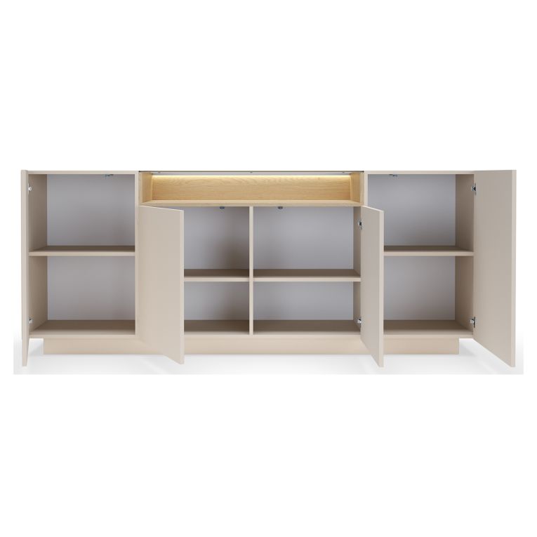 Credenza Beige Marrone Rovere 4 Ripiani Apertura Battente 103x40x83h cm, 4 Ante - Halefa
