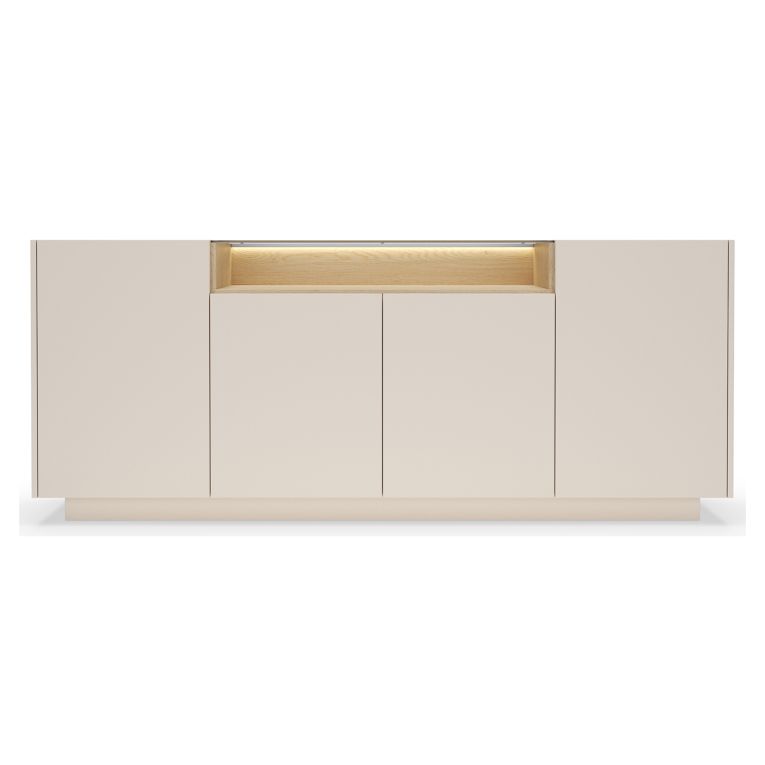 Credenza Beige Marrone Rovere 4 Ripiani Apertura Battente 103x40x83h cm, 4 Ante - Halefa
