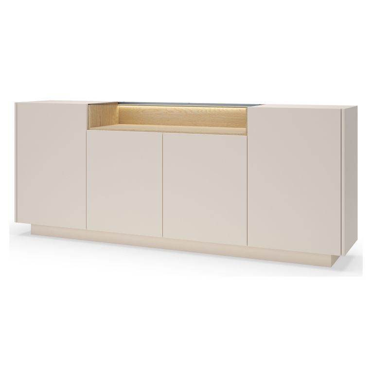 Credenza Beige Marrone Rovere 4 Ripiani Apertura Battente 103x40x83h cm, 4 Ante - Halefa