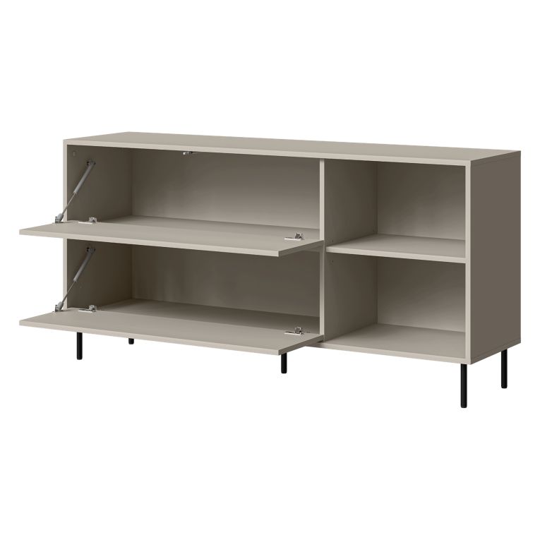 Credenza Beige Nero 2 Ripiani Apertura a Ribalta 150x39x75h cm, 2 Ante - Cogoleto