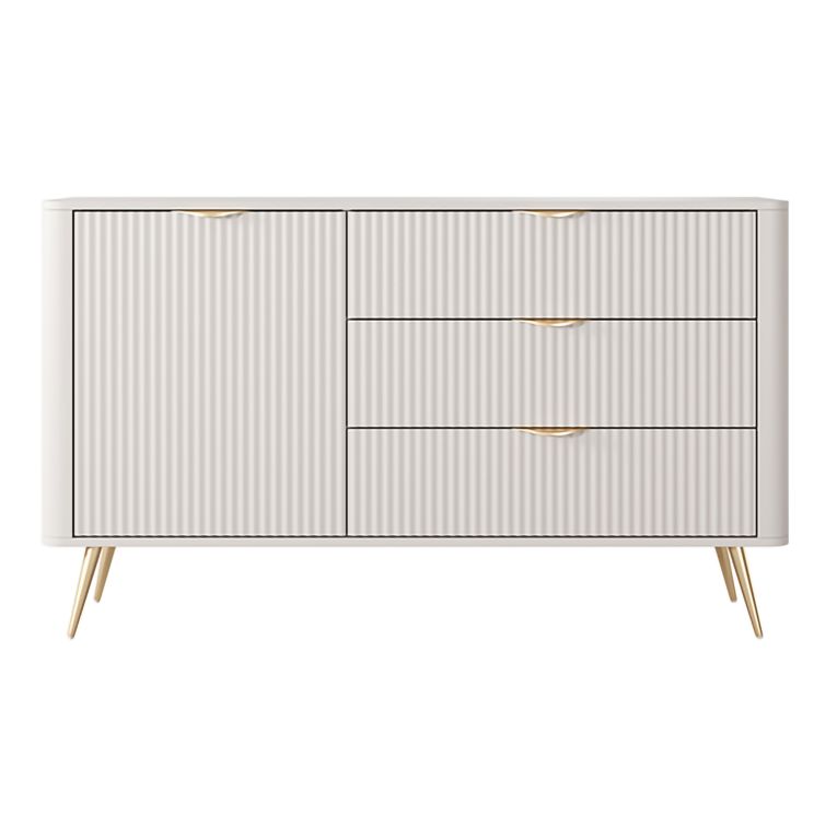 Credenza Beige oro 3 Cassetti un Ripiano 138x38x81h cm, Apertura Battente, Scorrevole - Halilomo