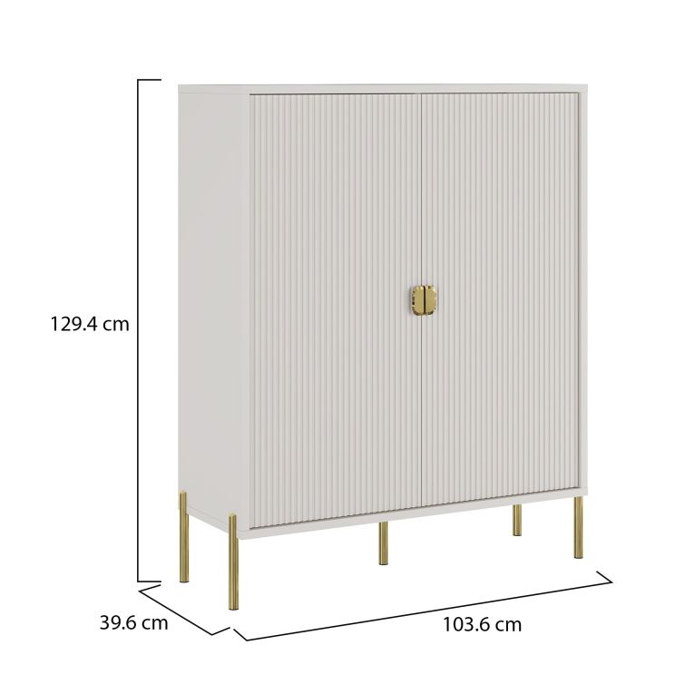 Credenza Beige oro Cassetti 4 Ripiani 104x40x129h cm, Apertura Battente - Wallis