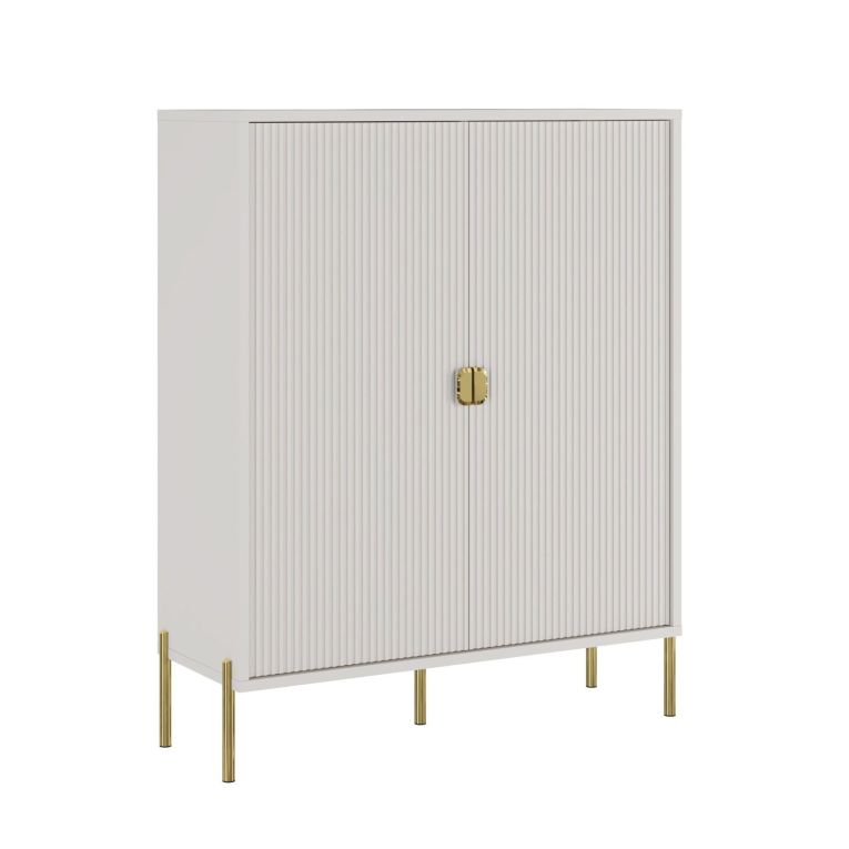 Credenza Beige oro Cassetti 4 Ripiani 104x40x129h cm, Apertura Battente - Wallis