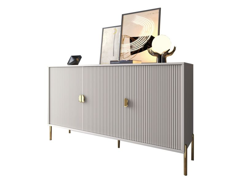 Credenza Beige oro Cassetti Ripiani 203x49x83h cm, Apertura Battente - Parenti