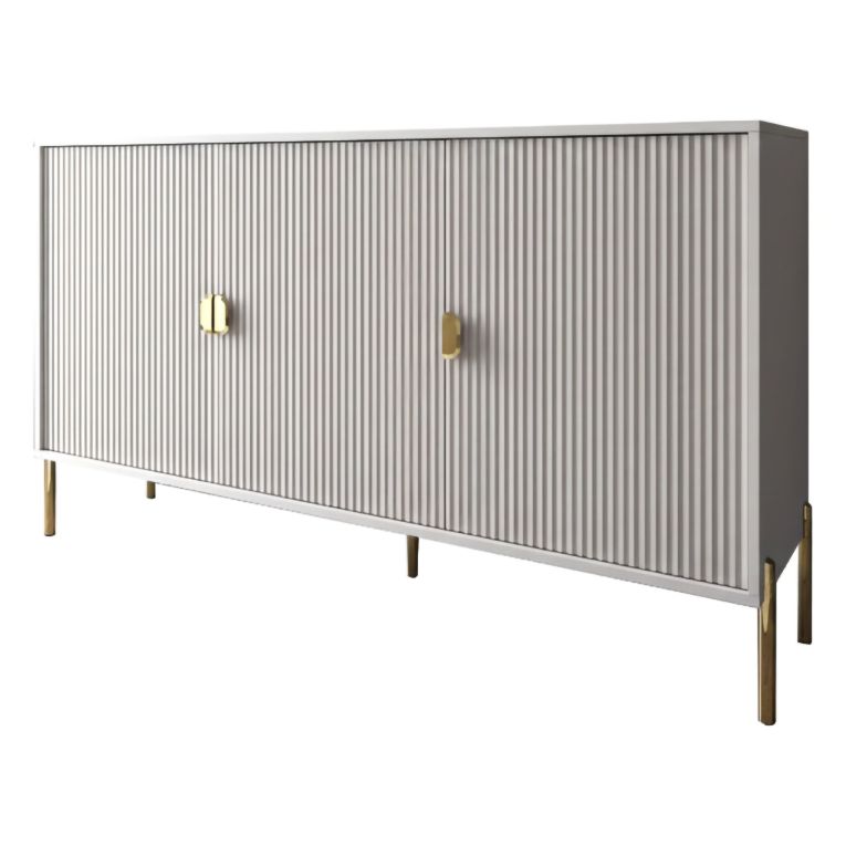 Credenza Beige oro Cassetti Ripiani 203x49x83h cm, Apertura Battente - Parenti