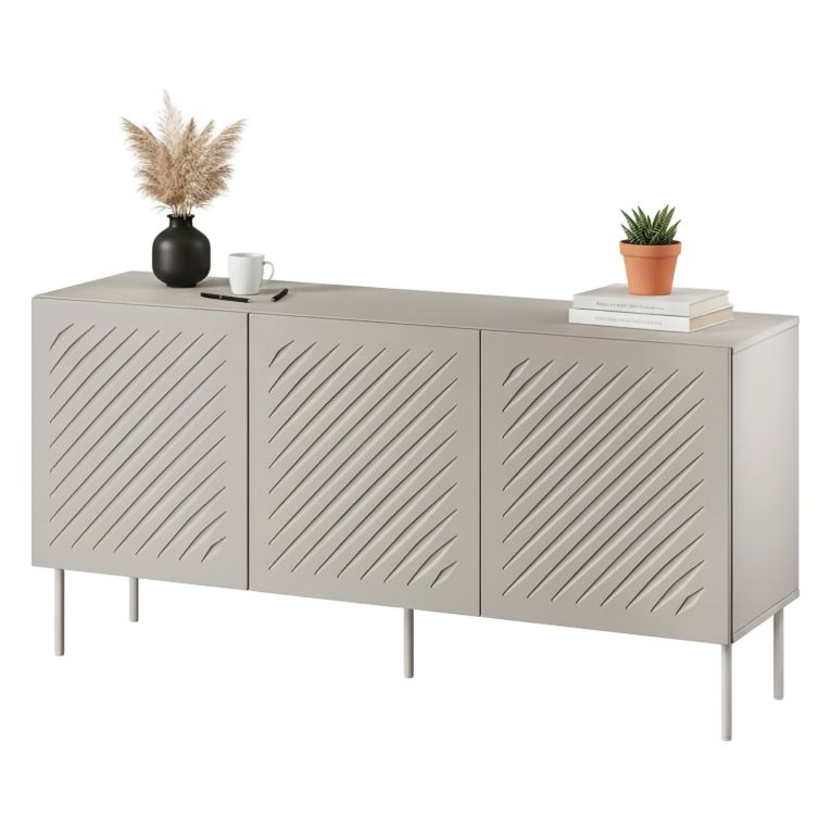 Credenza Beige un Ripiano 3 Vani 150.5x42x75h cm, 3 Ante - Stilo