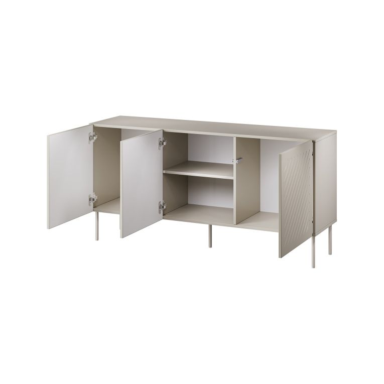 Credenza Beige un Ripiano 3 Vani 150.5x42x75h cm, 3 Ante - Stilo
