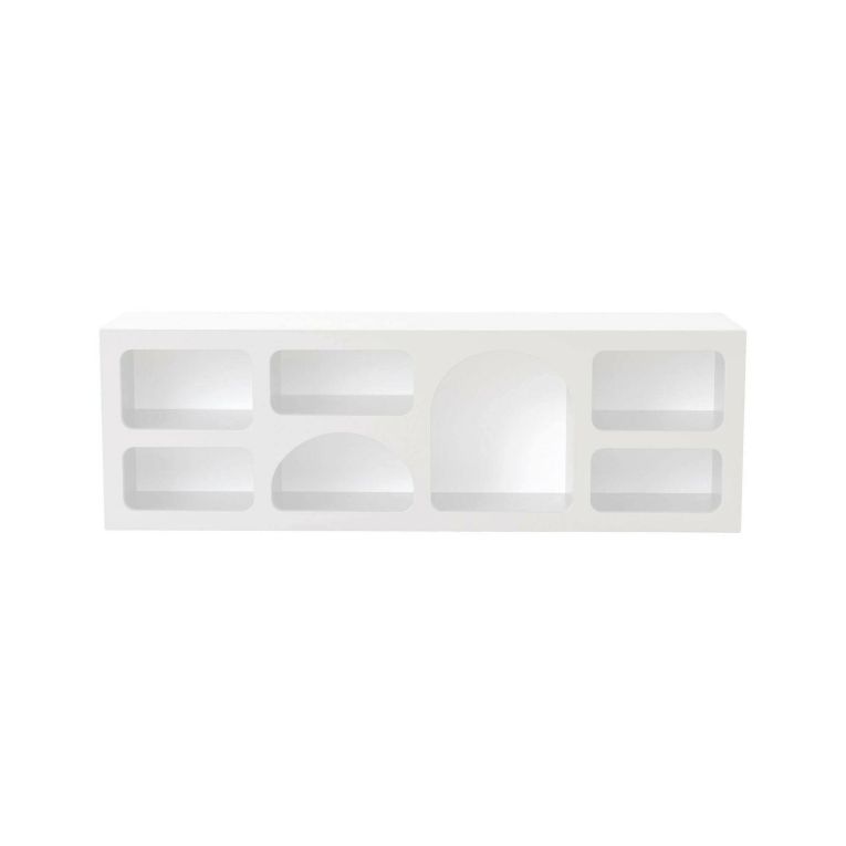Credenza Bellatrix, Buffet da soggiorno, Madia da salotto, Dispensa moderna da cucina, Bianco, 160x38h51 cm