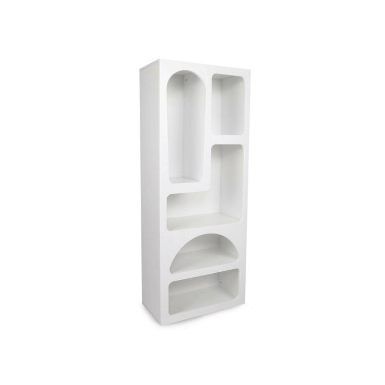 Credenza Bellatrix, Buffet da soggiorno, Madia da salotto, Dispensa moderna da cucina, Bianco, 60x32h150 cm