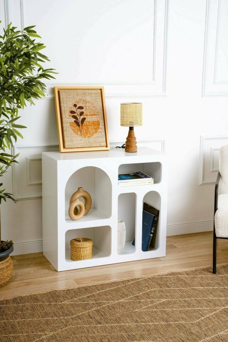 Credenza Bellatrix, Buffet da soggiorno, Madia da salotto, Dispensa moderna da cucina, Bianco, 80x35h74 cm
