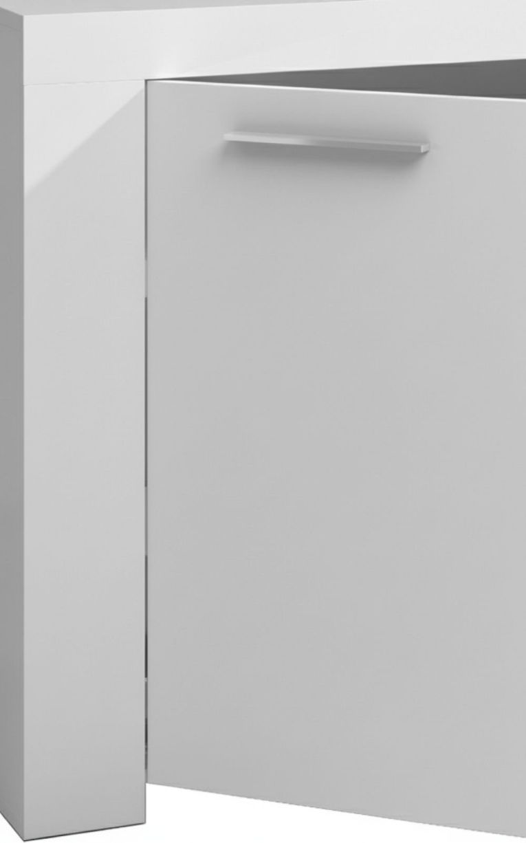 Credenza Bellevue, Madia moderna a 3 ante, Buffet da soggiorno, Mobile porta TV, Madia per salotto, 144x42h80 cm, Bianco