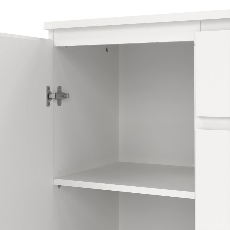 Credenza bianca 119x40x83h cm 2 ante e 3 cassetti - Zumpano