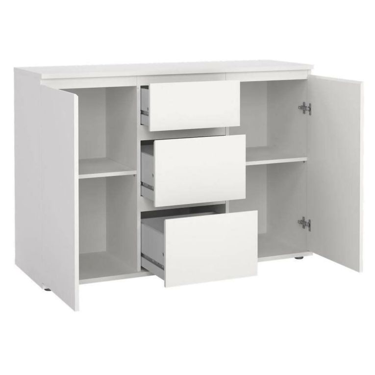 Credenza bianca 119x40x83h cm 2 ante e 3 cassetti - Zumpano