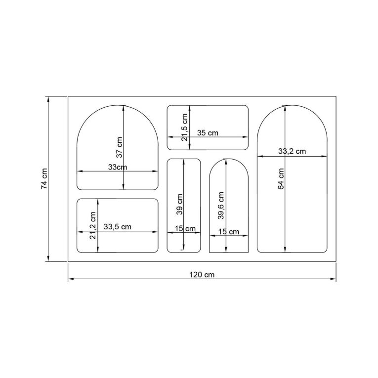 Credenza bianca 120x37x74h cm 5 vani - Arsenio