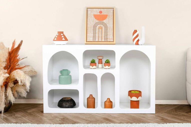 Credenza bianca 120x37x74h cm 5 vani - Arsenio