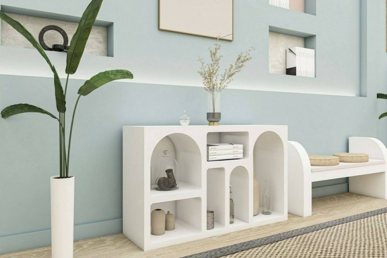 Credenza bianca 120x37x74h cm 5 vani - Arsenio