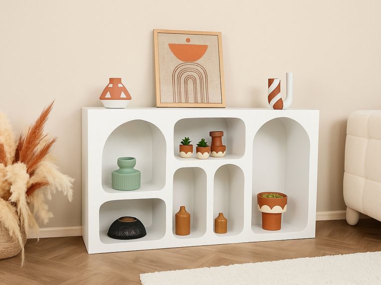 Credenza bianca 120x37x74h cm 5 vani - Arsenio