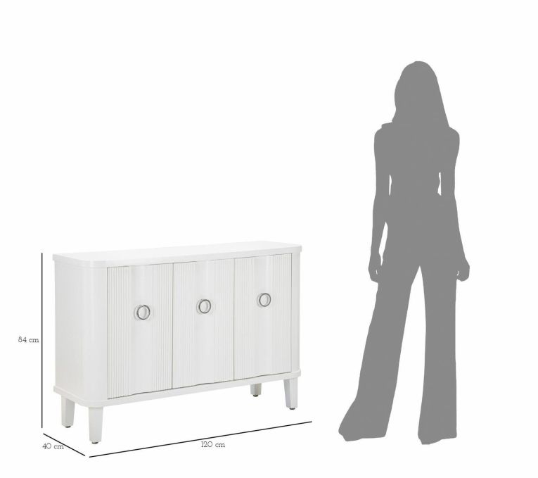 Credenza bianca 120x40x84h cm 3 ante - Lewis