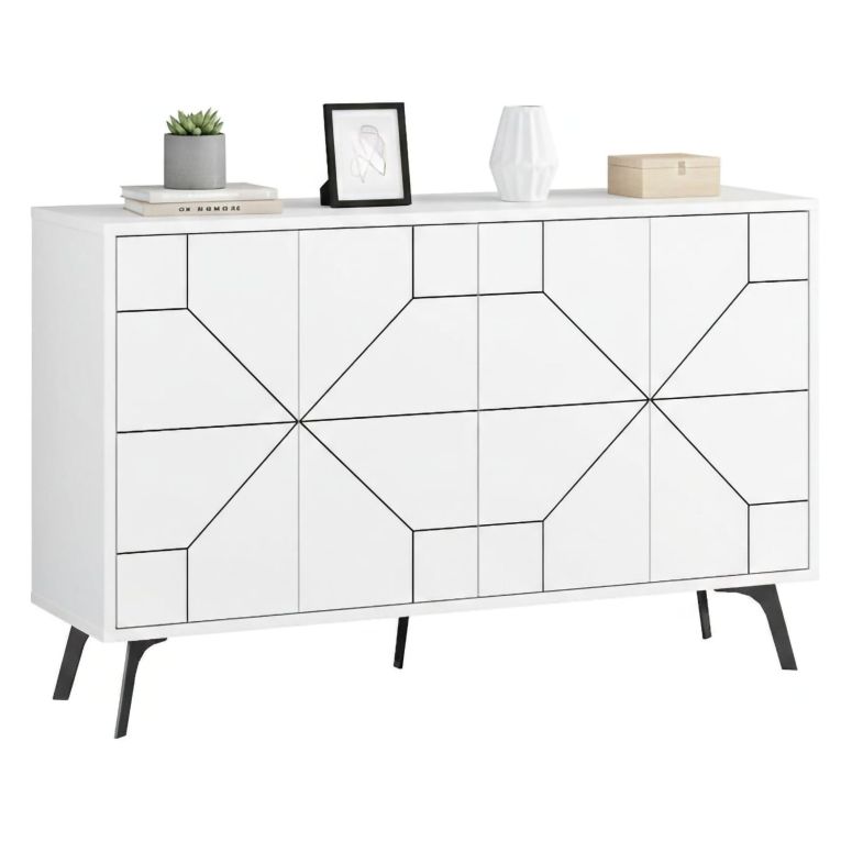 Credenza bianca 123x35x62h cm 4 ante - Earl