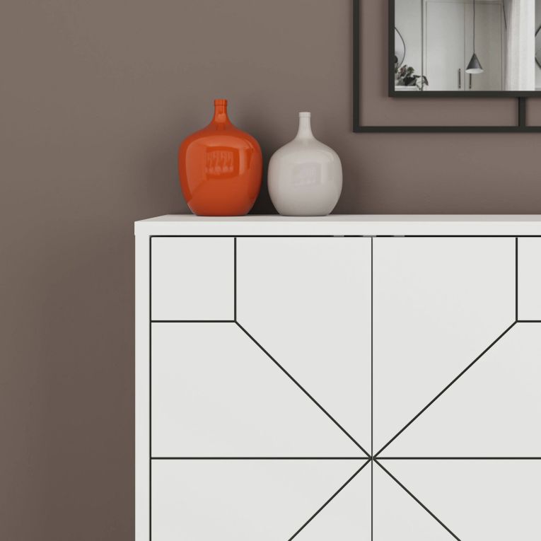 Credenza bianca 123x35x62h cm 4 ante - Earl