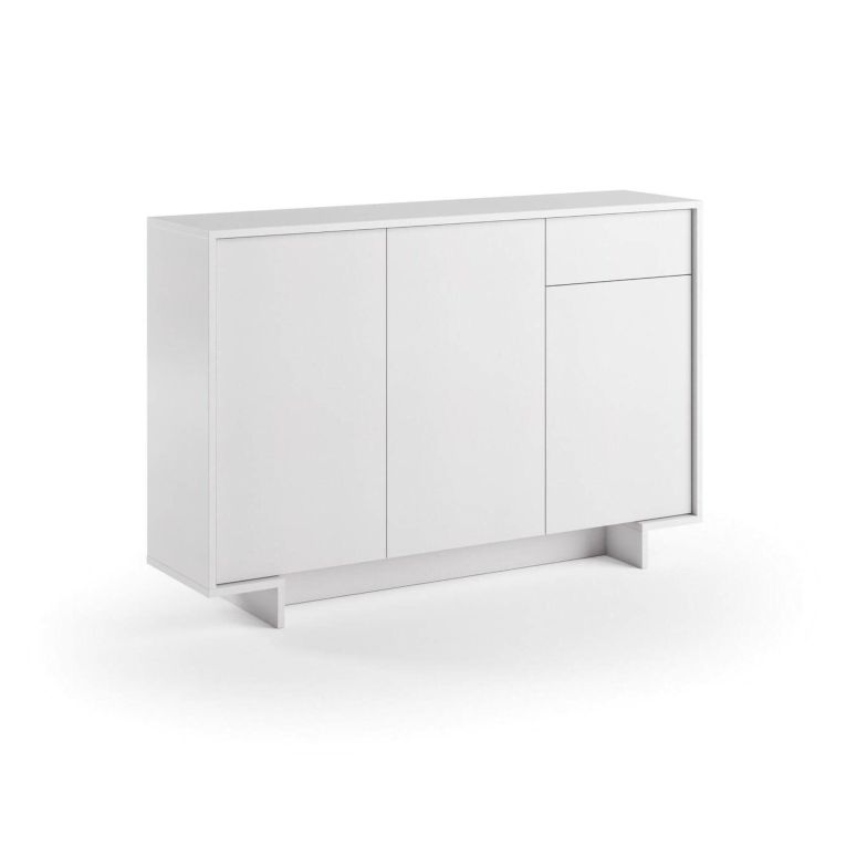Credenza bianca 134x35x87h cm 3 ante e 1 cassetto - Arius