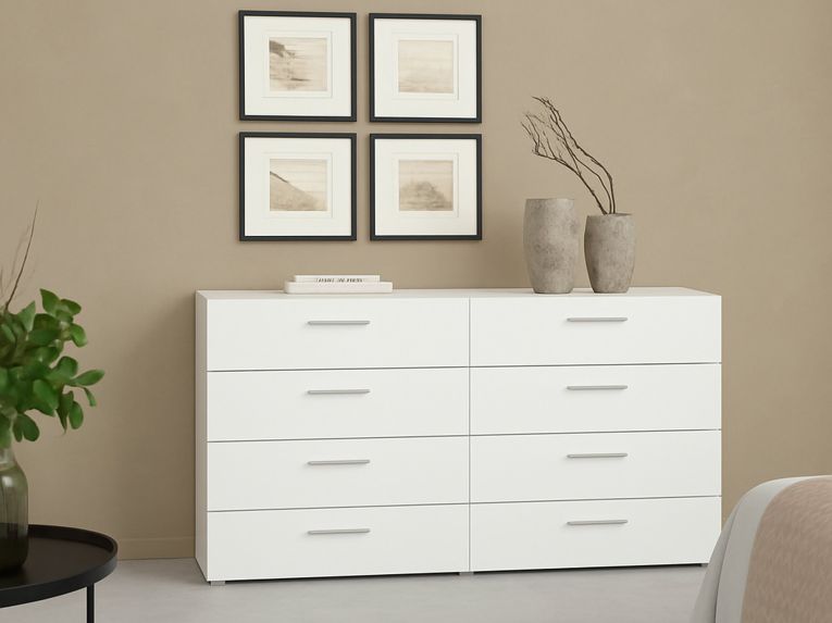 Credenza bianca 140x40x81h cm 8 cassetti - Phethai