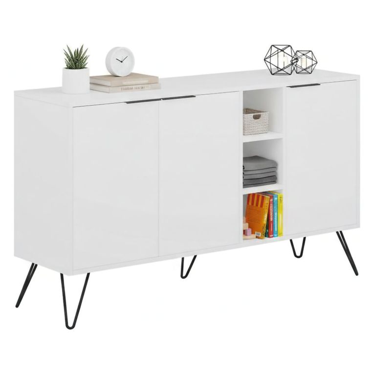 Credenza bianca 142x35x83h cm 3 ante - Alin