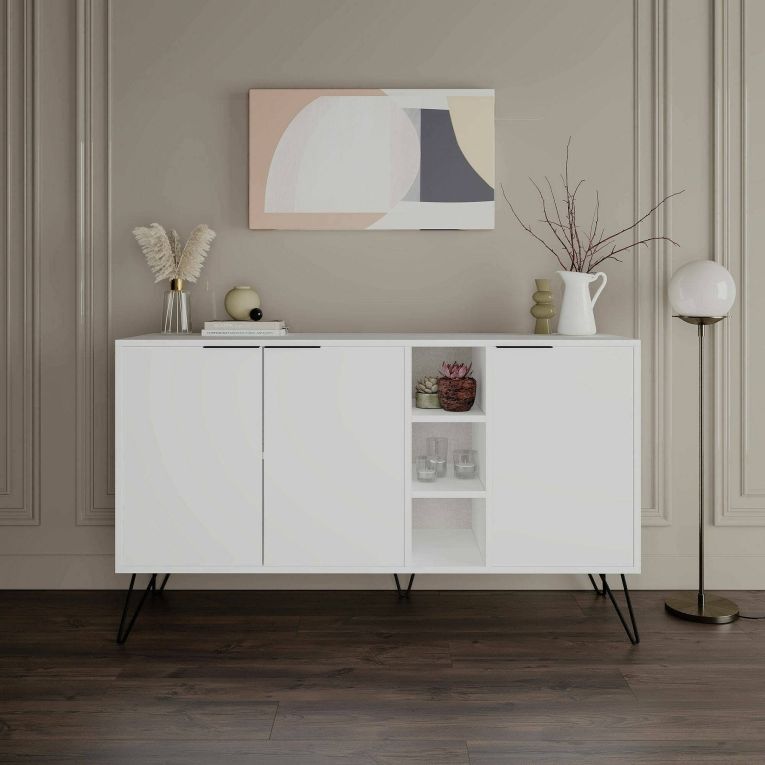 Credenza bianca 142x35x83h cm 3 ante - Alin