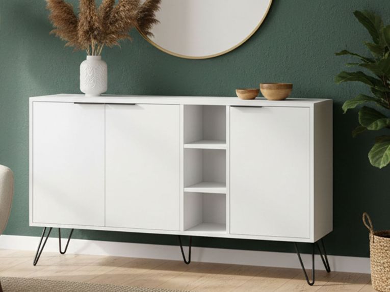 Credenza bianca 142x35x83h cm 3 ante - Alin
