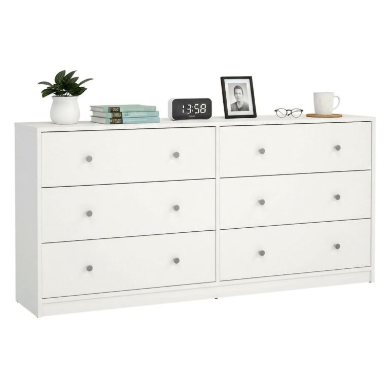 Credenza bianca 143x30x68h cm 6 cassetti - Rick
