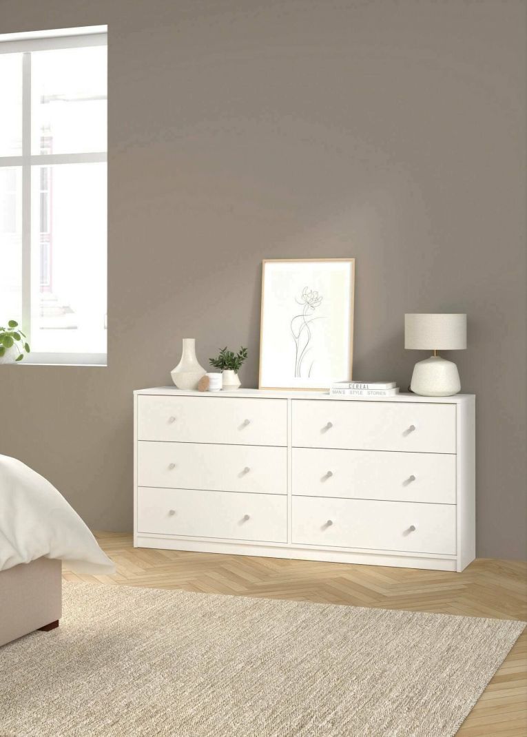 Credenza bianca 143x30x68h cm 6 cassetti - Rick