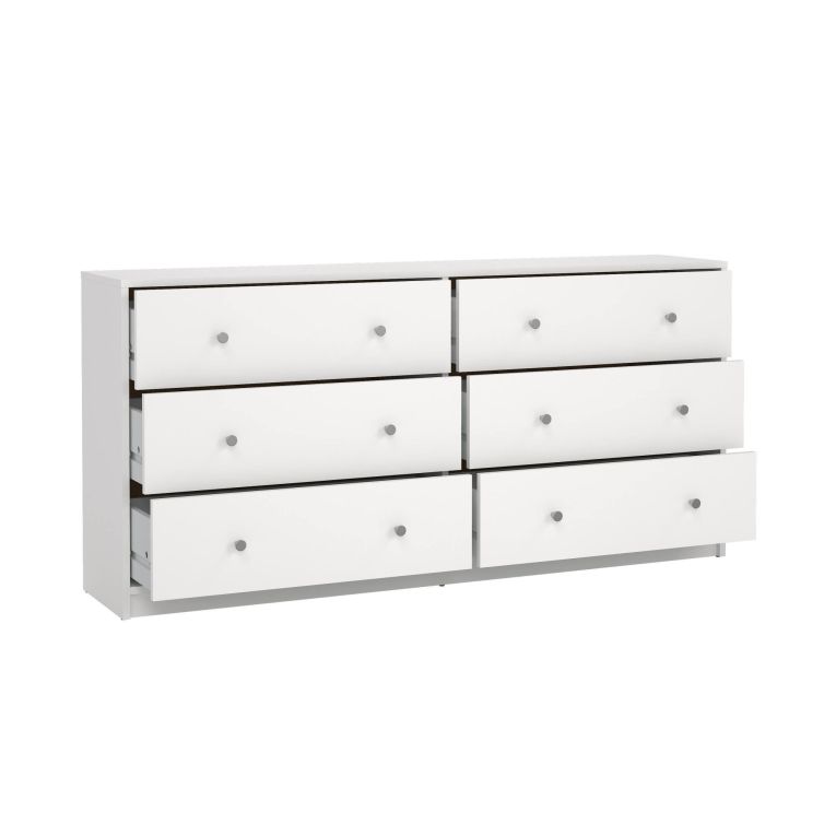 Credenza bianca 143x30x68h cm 6 cassetti - Rick