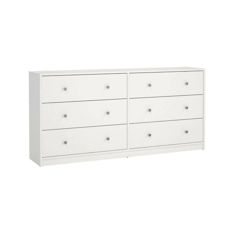 Credenza bianca 143x30x68h cm 6 cassetti - Rick