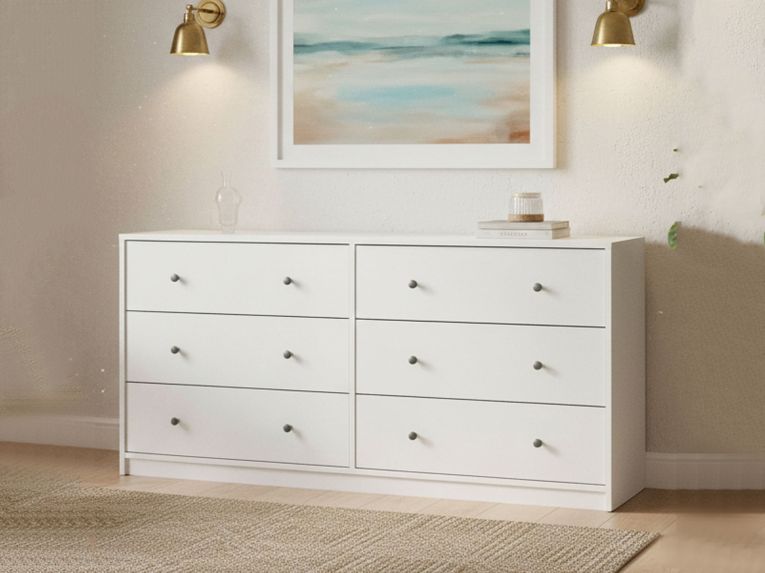 Credenza bianca 143x30x68h cm 6 cassetti - Rick