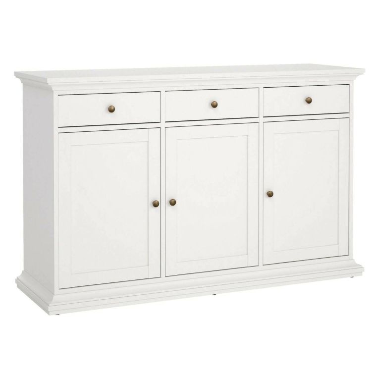 Credenza bianca 143x46x91h cm 3 ante e 3 cassetti - Asola