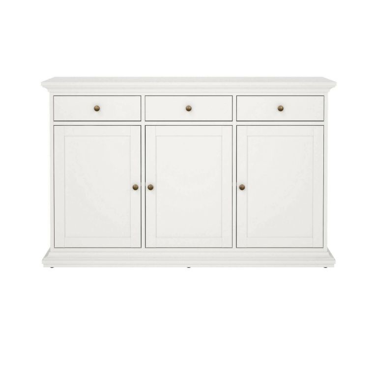 Credenza bianca 143x46x91h cm 3 ante e 3 cassetti - Asola