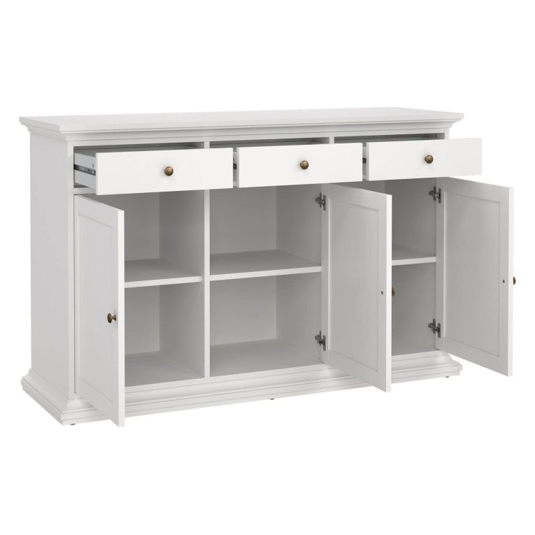 Credenza bianca 143x46x91h cm 3 ante e 3 cassetti - Asola