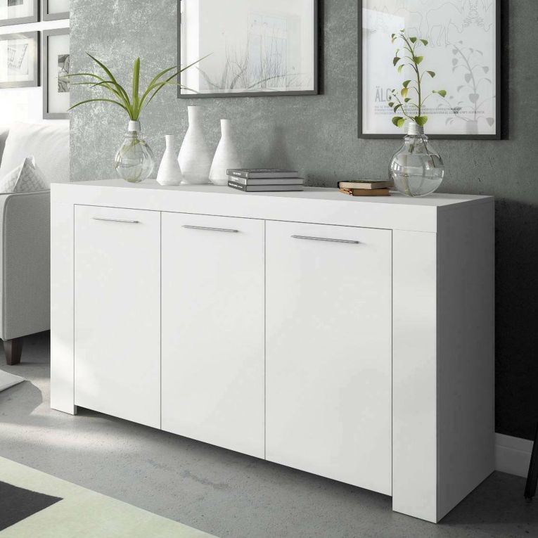 Credenza bianca 144x42x80h cm 3 ante - Amaculi