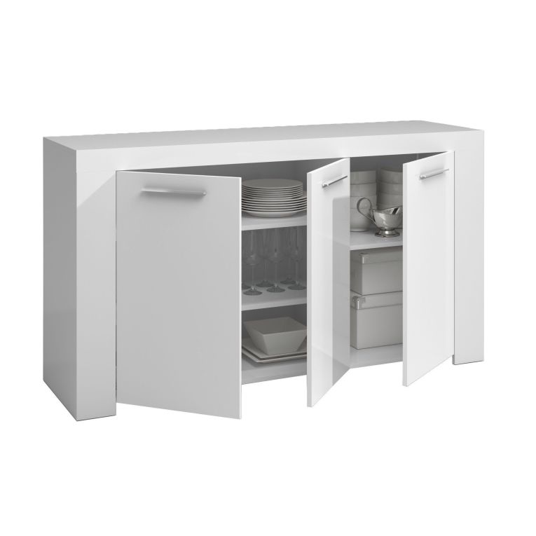Credenza bianca 144x42x80h cm 3 ante - Amaculi