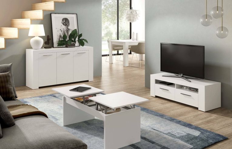 Credenza bianca 144x42x80h cm 3 ante - Amaculi