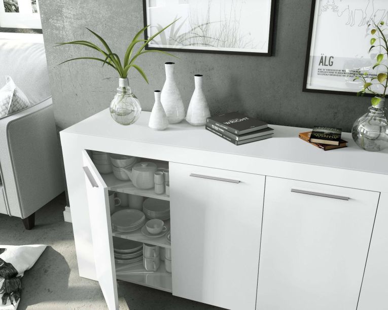 Credenza bianca 144x42x80h cm 3 ante - Amaculi
