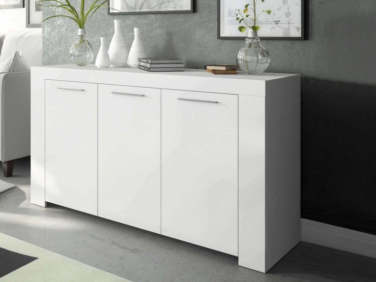Credenza bianca 144x42x80h cm 3 ante - Amaculi