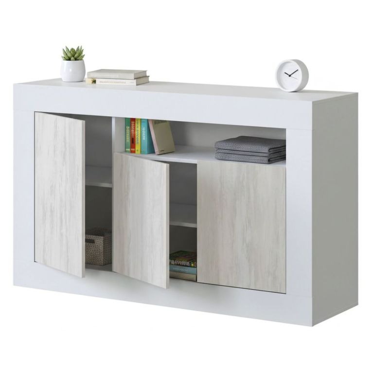 Credenza bianca 144x42x87h cm 3 ante - Ilizia