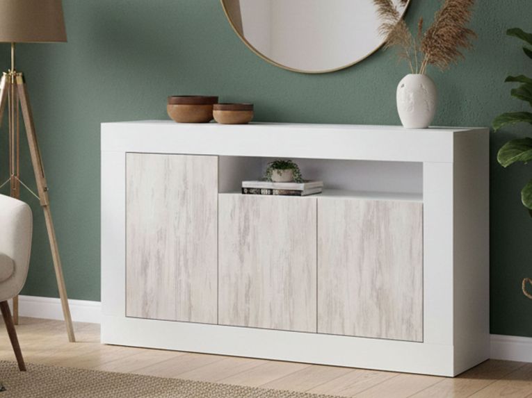 Credenza bianca 144x42x87h cm 3 ante - Ilizia