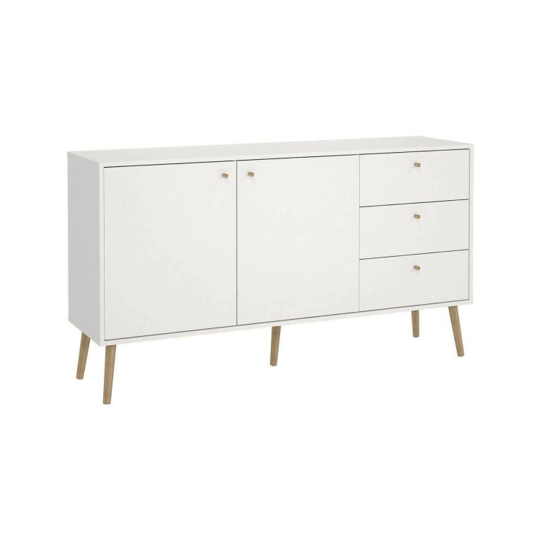 Credenza bianca 147x39x81h cm 2 ante e 3 cassetti - Erina