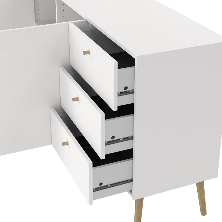 Credenza bianca 147x39x81h cm 2 ante e 3 cassetti - Erina
