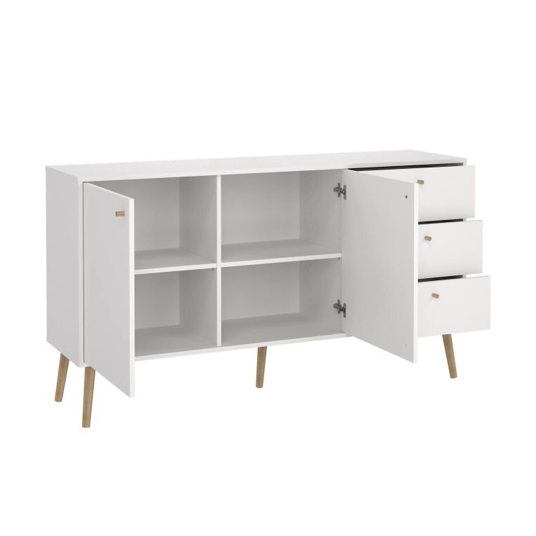 Credenza bianca 147x39x81h cm 2 ante e 3 cassetti - Erina