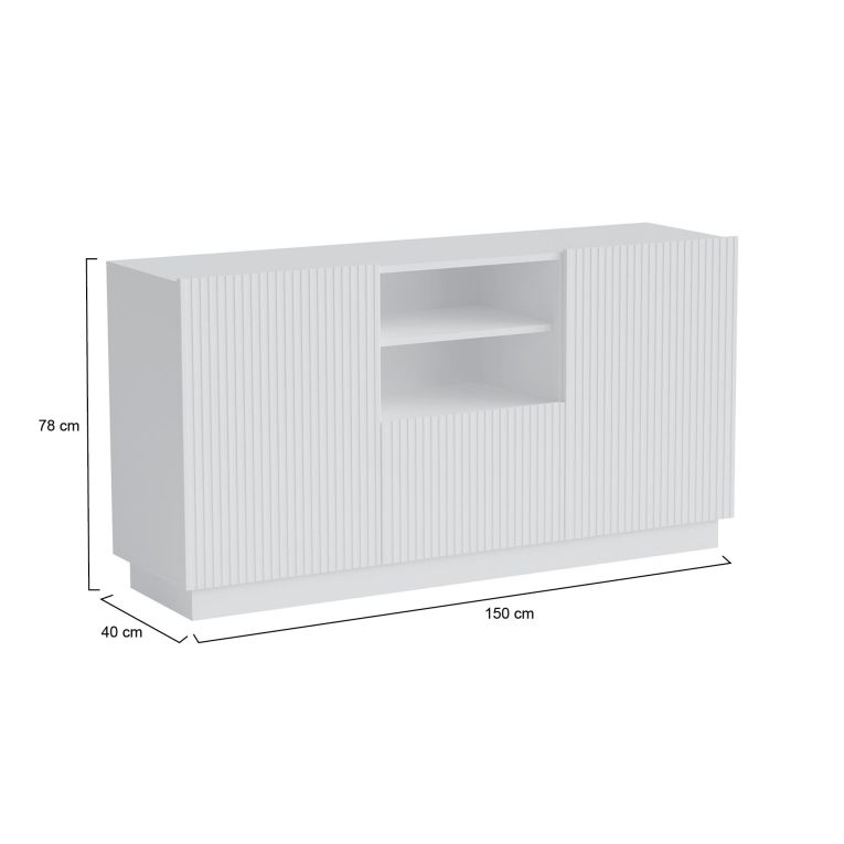 Credenza bianca 150x40x78h cm 2 ante e 1 cassetto - Serchio
